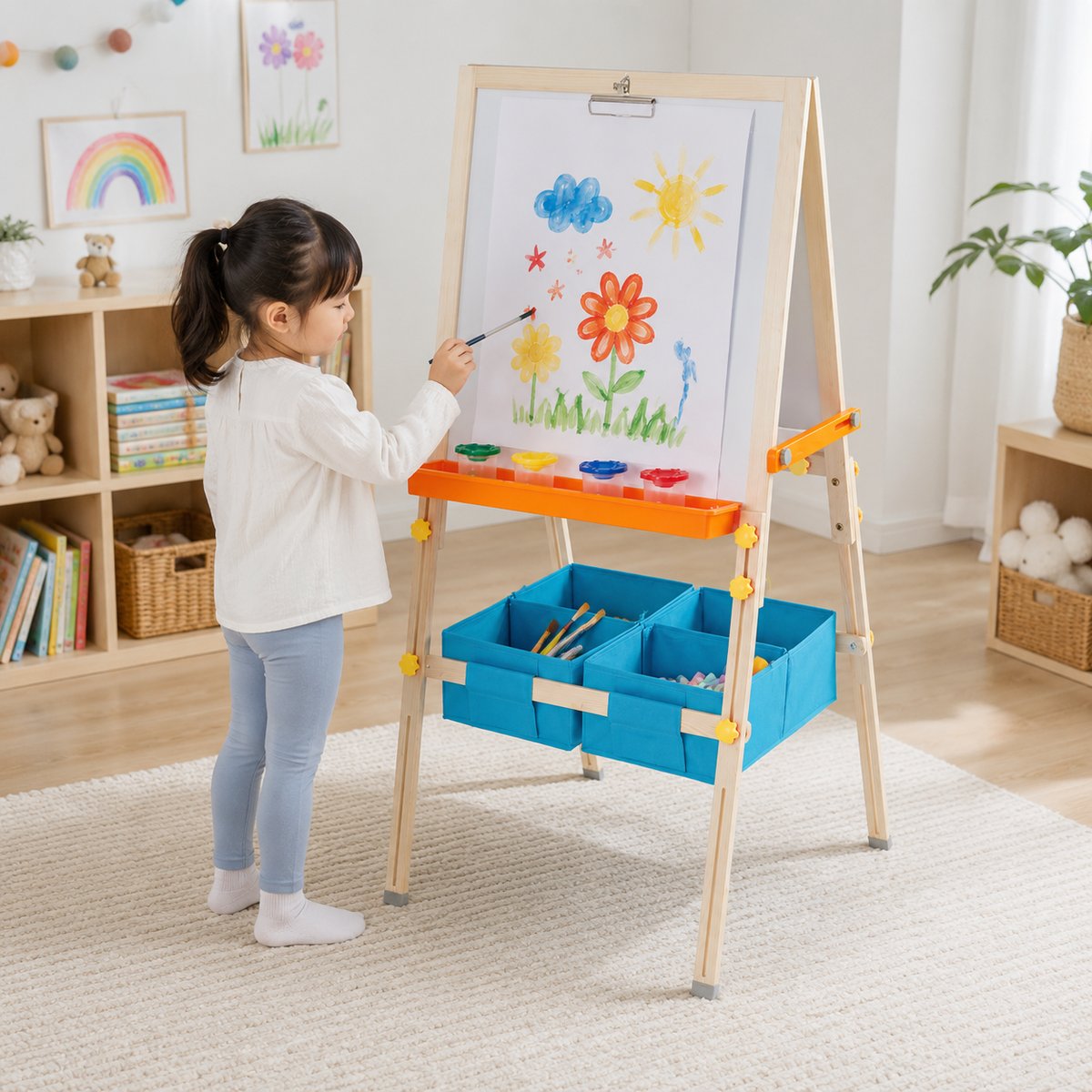 Tableau Évolutif Chevalet Enfant Bois bleu, TEAMSON KIDS