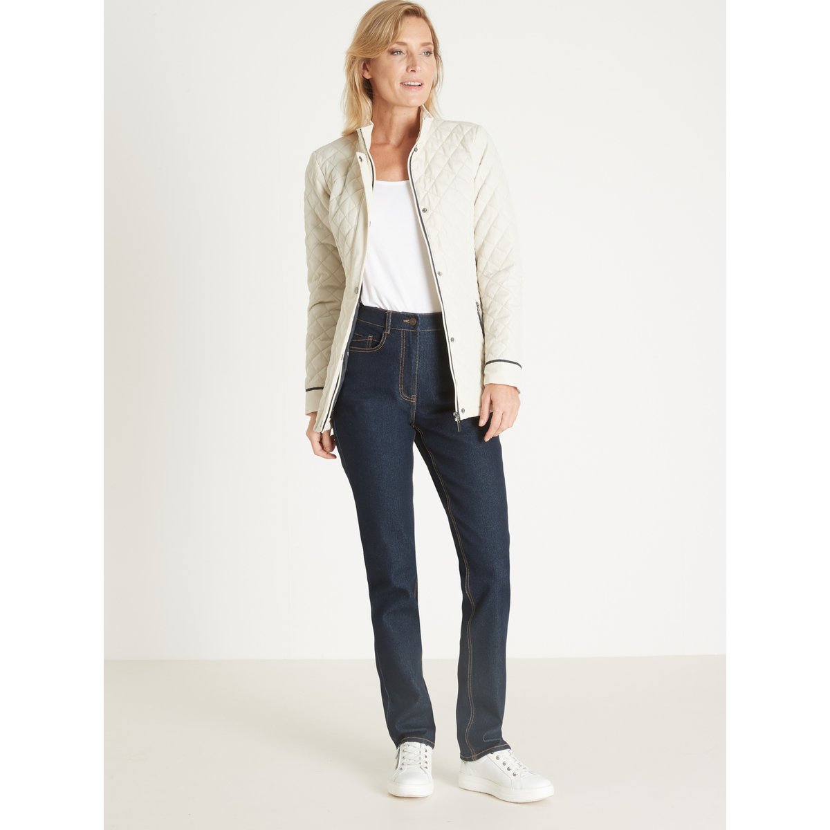 Jean taille haute coupe droite denim brut, DAXON