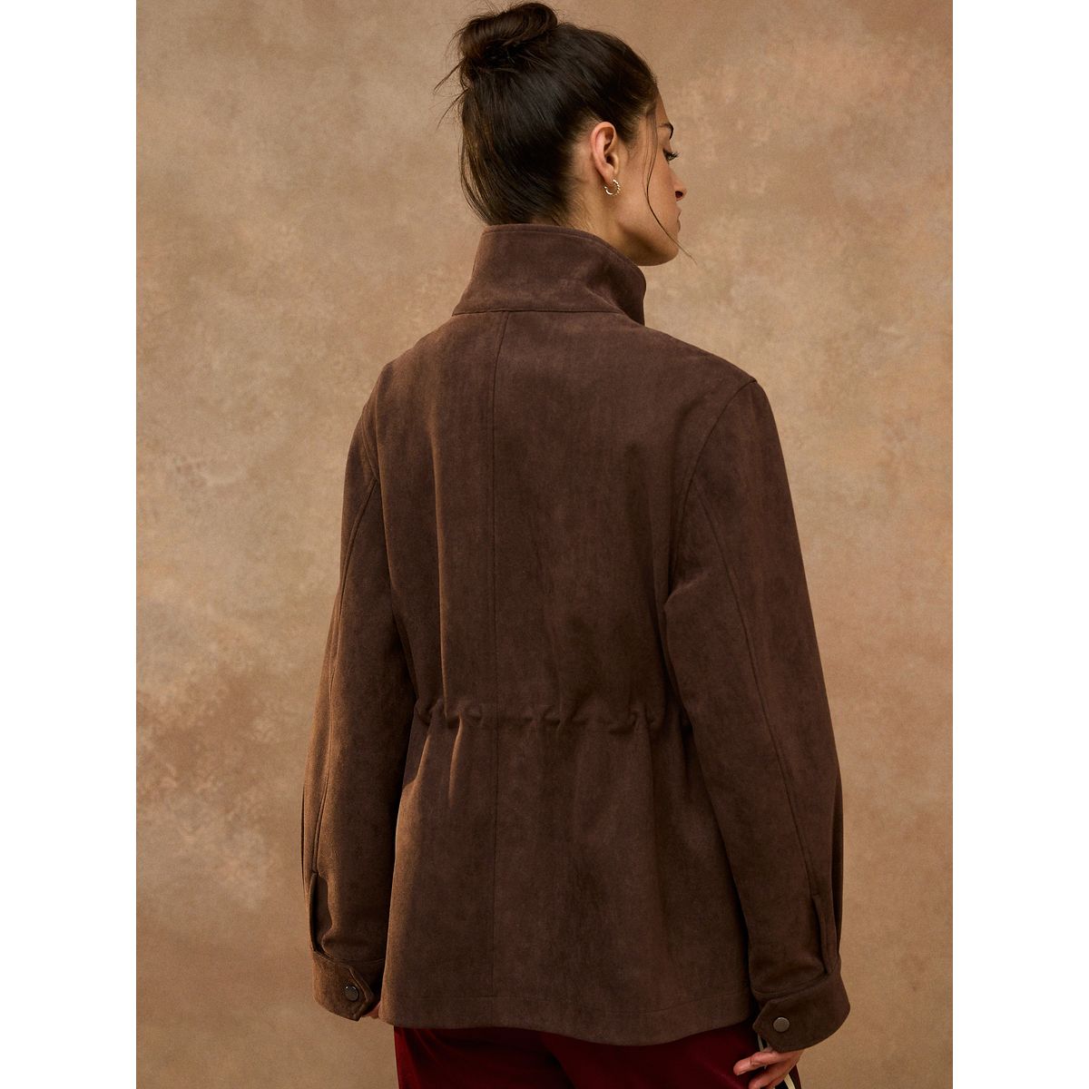 Veste cintrée en imitation daim marron chocolat, NEXT