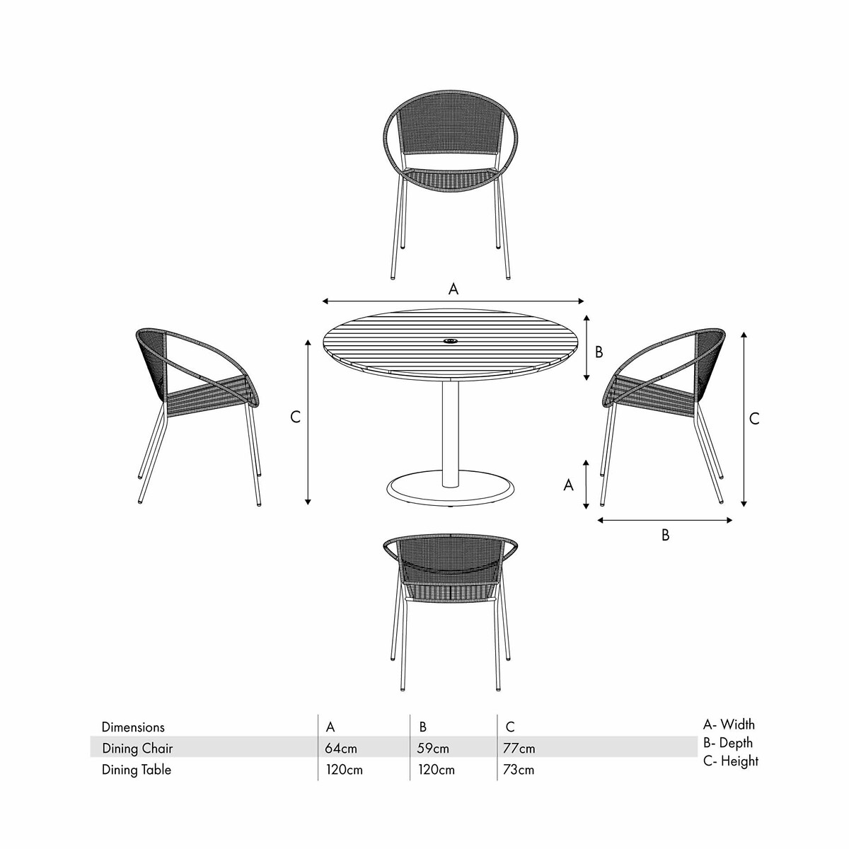 Dakota Outdoor 4 Seater Dining Set beige/natural, SO'HOME