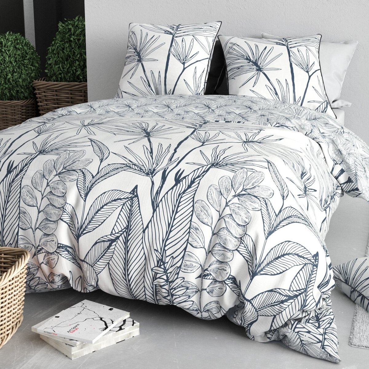 Parure housse de couette en coton imprimée, Orphee noir, C DESIGN HOME TEXTILE