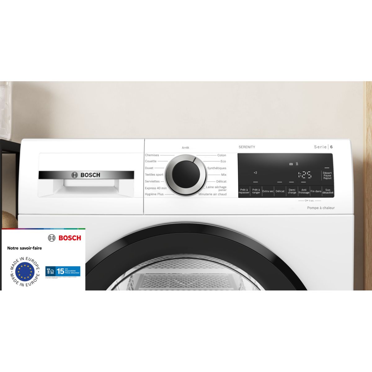 Sèche linge pompe à chaleur WQG1450BFR couleur unique, BOSCH