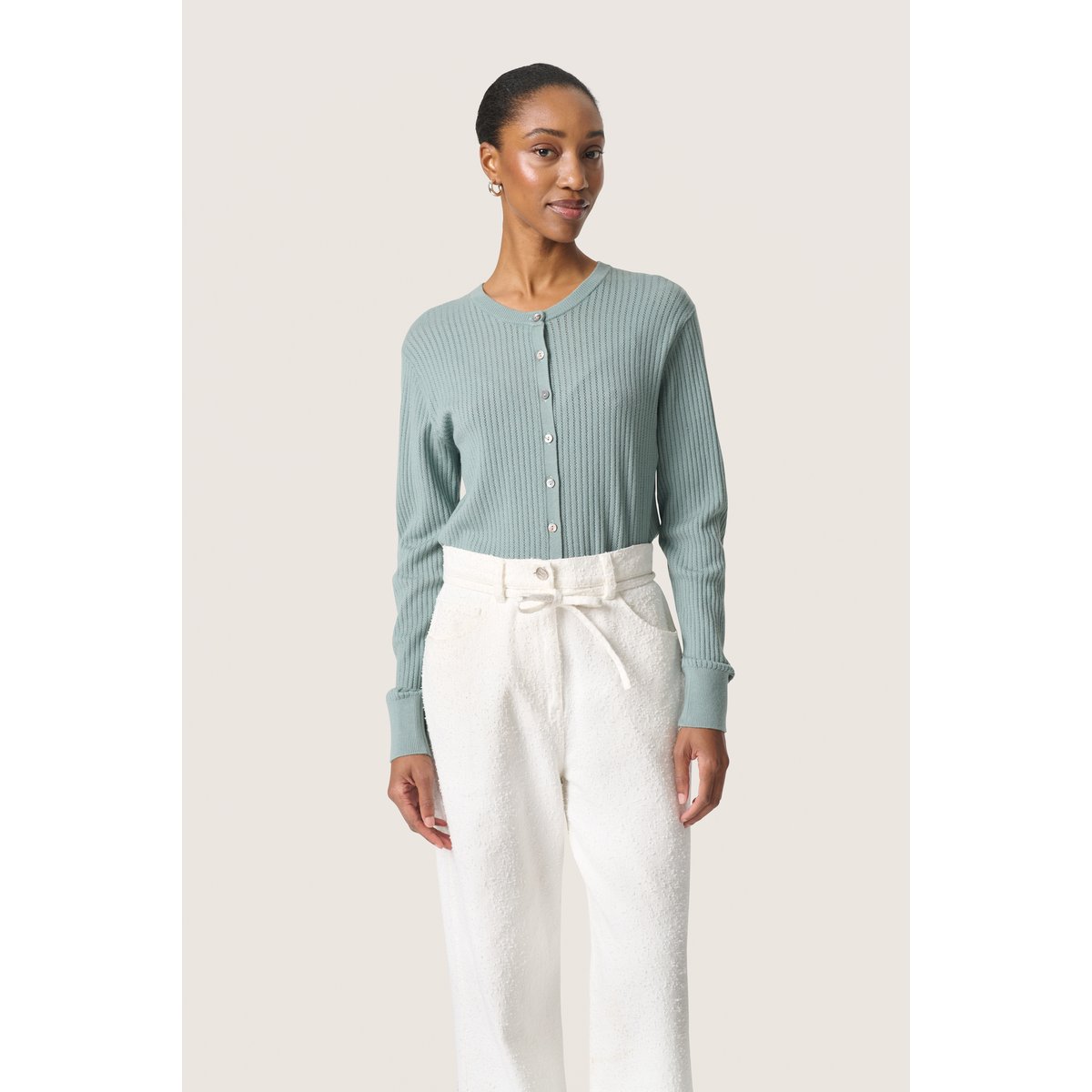 Cardigan à tricot bleu silver blue, SOAKED IN LUXURY