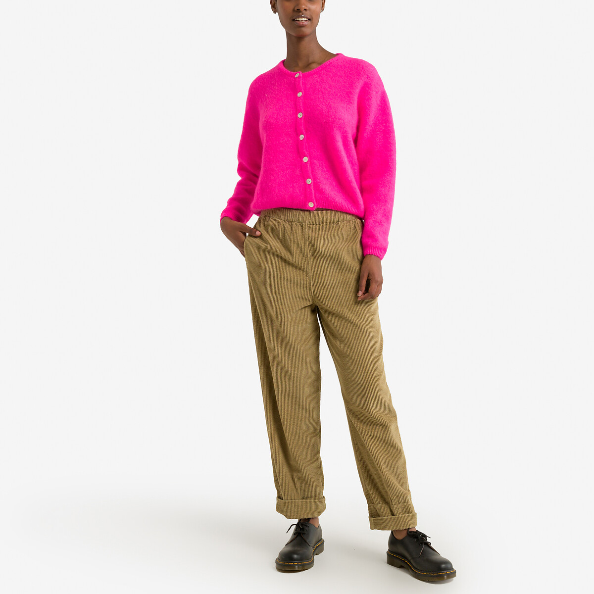 Gilet manches longues col rond VITOW rose fluo, AMERICAN VINTAGE