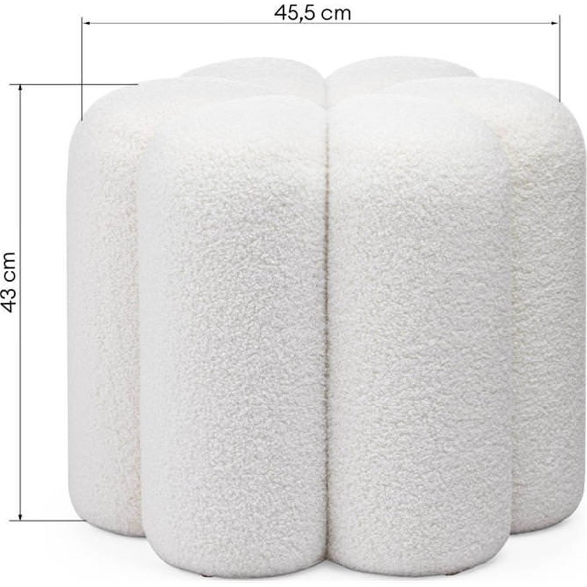 Pouf rond en tissu bouclé blanc, RECOLLECTION