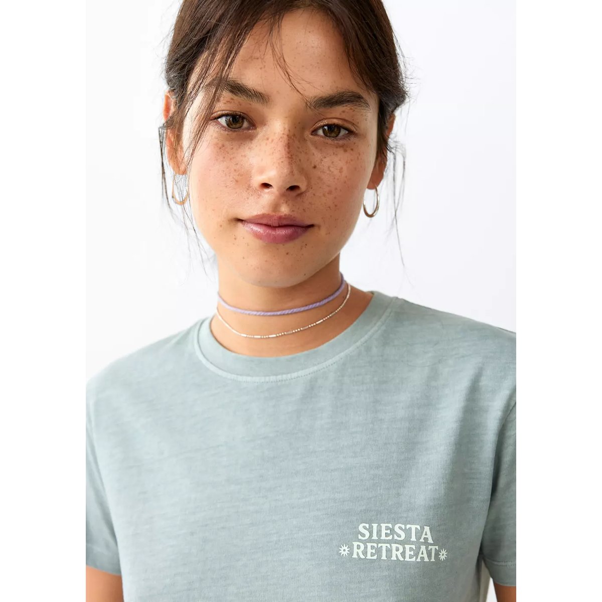 T-shirt en coton imprimé turquoise, MANGO TEEN