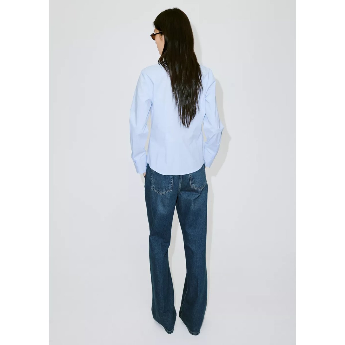 Chemise popeline cintrée bleu ciel, MANGO
