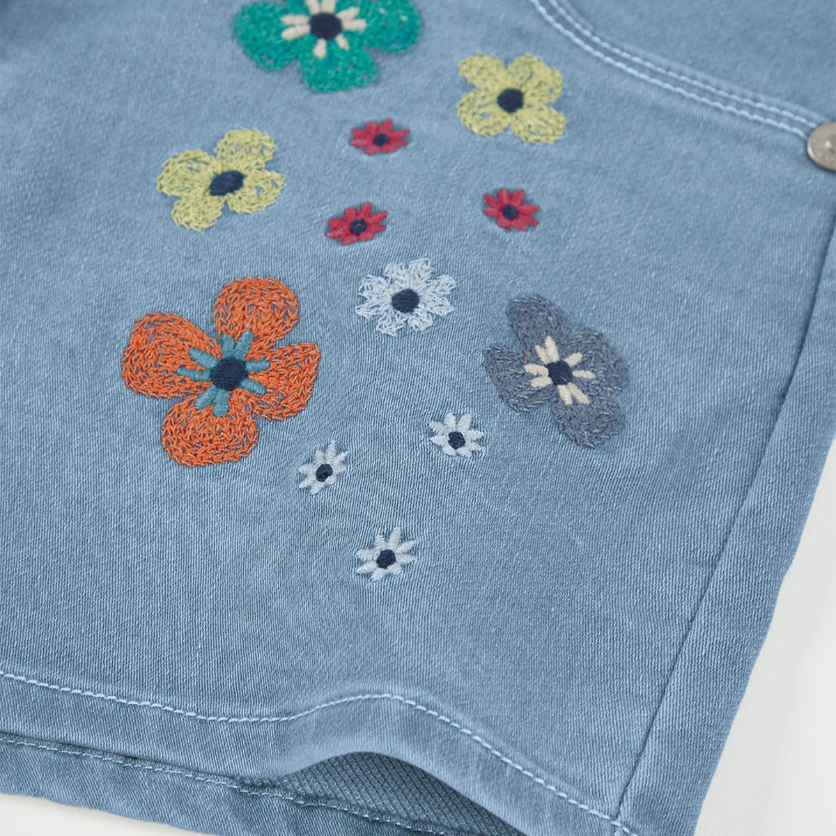 Short garçon jean fleurs bleu, BOBOLI