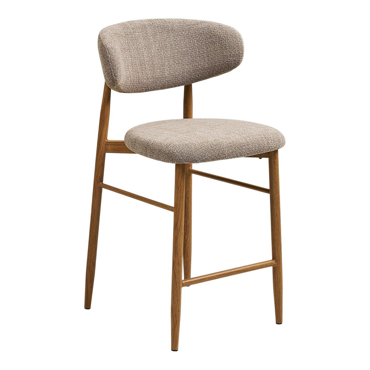 Chaise de bar bois et tissu avec repose-pied (lot de 2) AMSTERDAM bois clair, PIER IMPORT