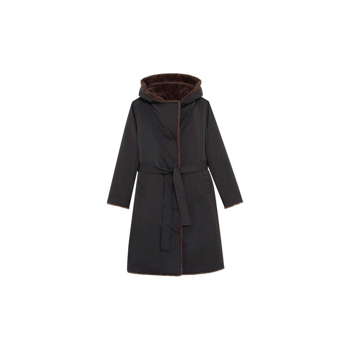 Manteau droit ceinturé GADRIAN noir, CAROLL