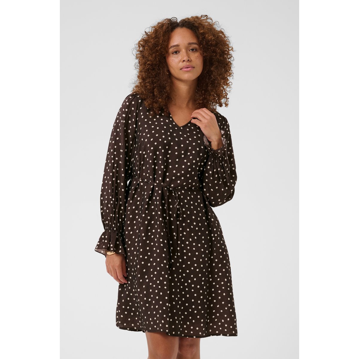 Robe marron coffee bean turtledove dot, KAFFE