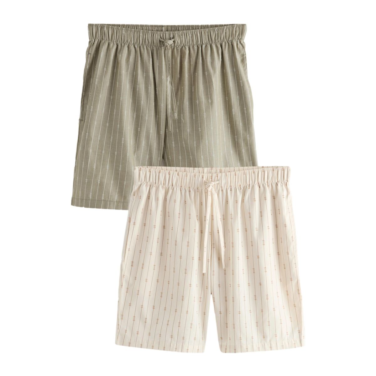 Short de pyjama tissé à rayures, lot 2 vert/écru, NEXT