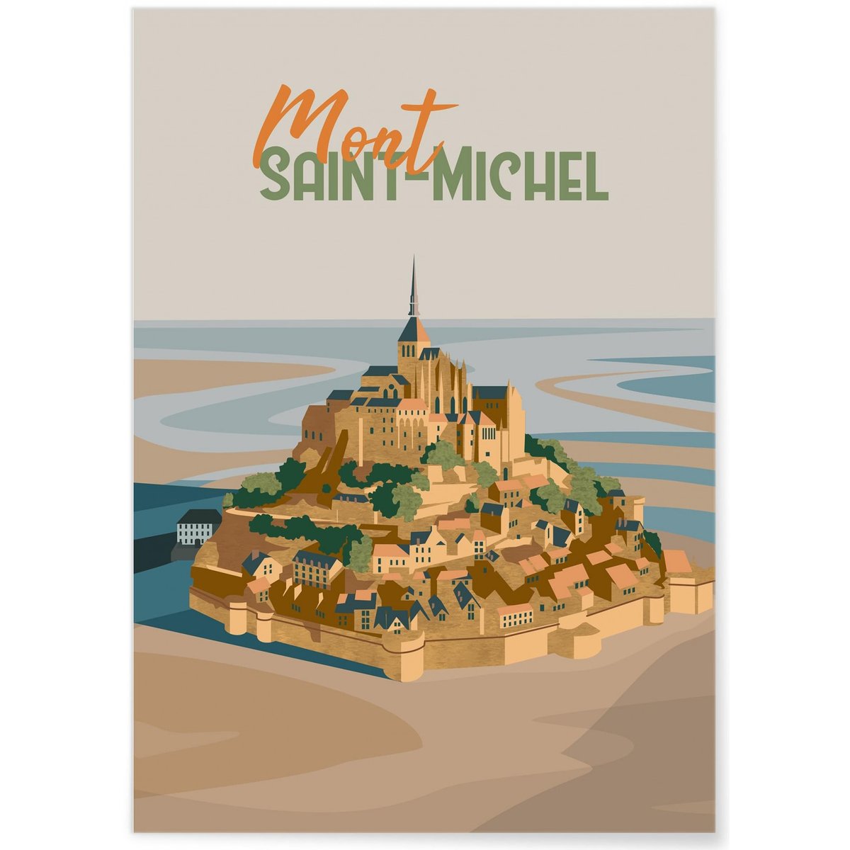 Affiche ville Mont-Saint-Michel 2 blanc, L'AFFICHERIE