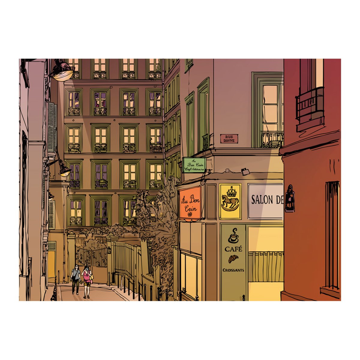 Papier peint intissé panoramique Ville et Architecture Supper in Paris multicouleur, EDEN