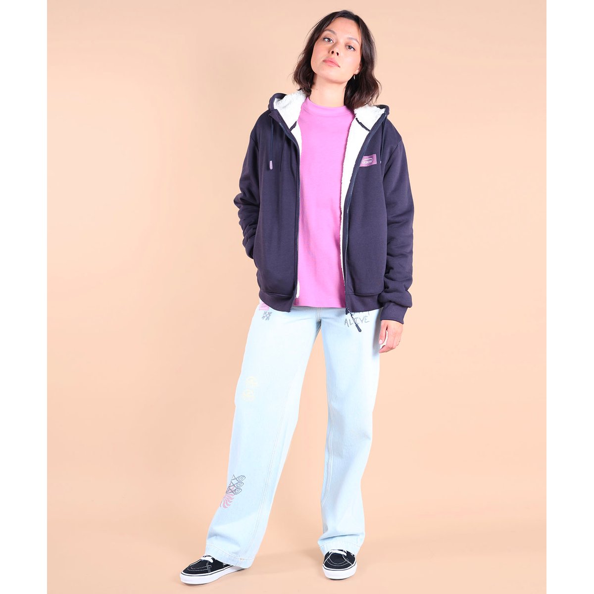 Sweat capuche doublé sherpa SWIPS deep marine, OXBOW