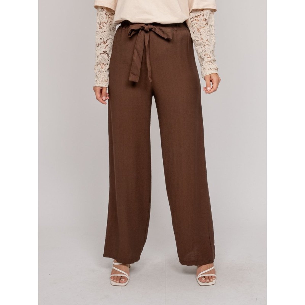 Pantalon Fluide Emrose marron, DONA LISA