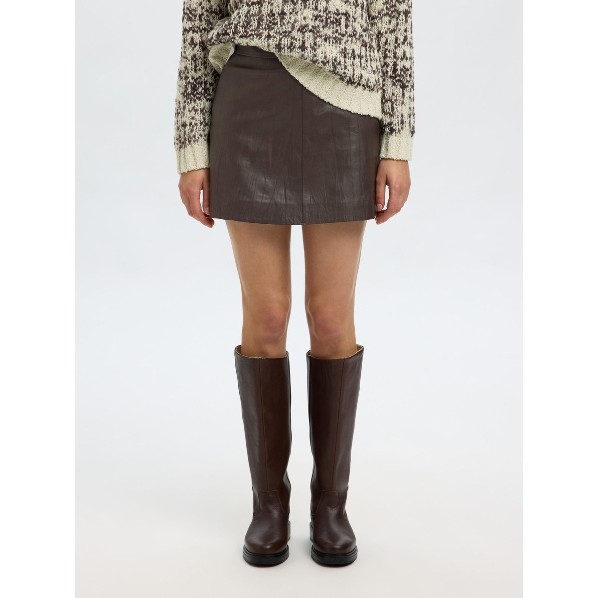 Mini-Jupe En Cuir marron - delicioso, SELECTED