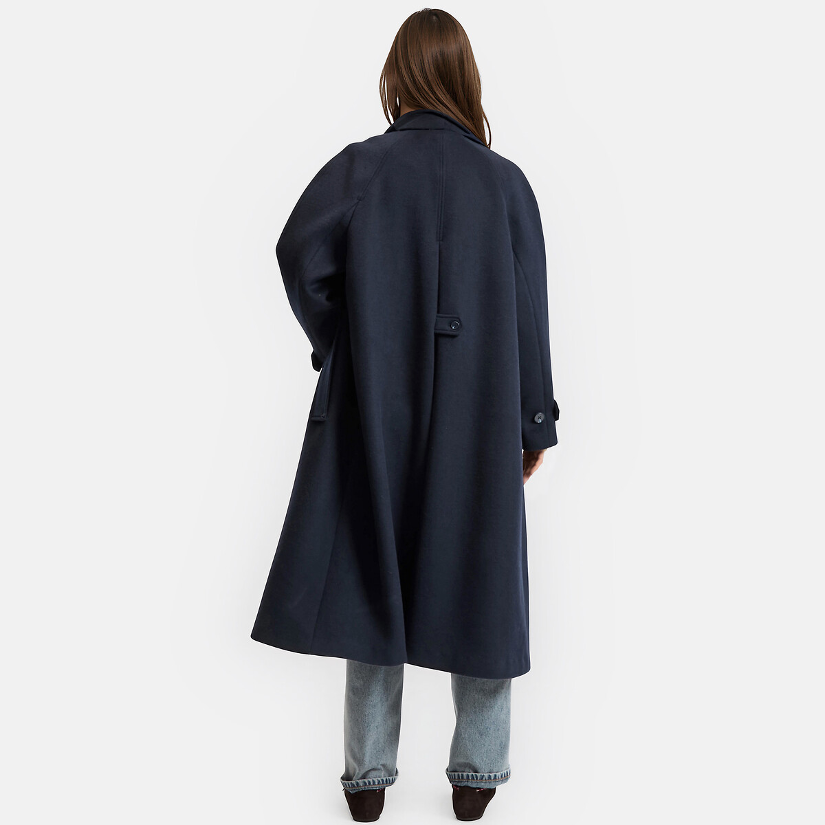 Manteau drap de laine mélangée, Signature ISIDORE bleu marine, LA REDOUTE COLLECTIONS
