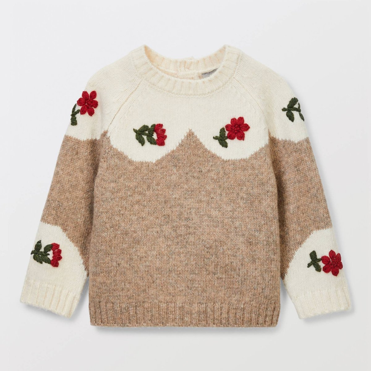 Pull jacquard brodé veloute melange, BOUT'CHOU