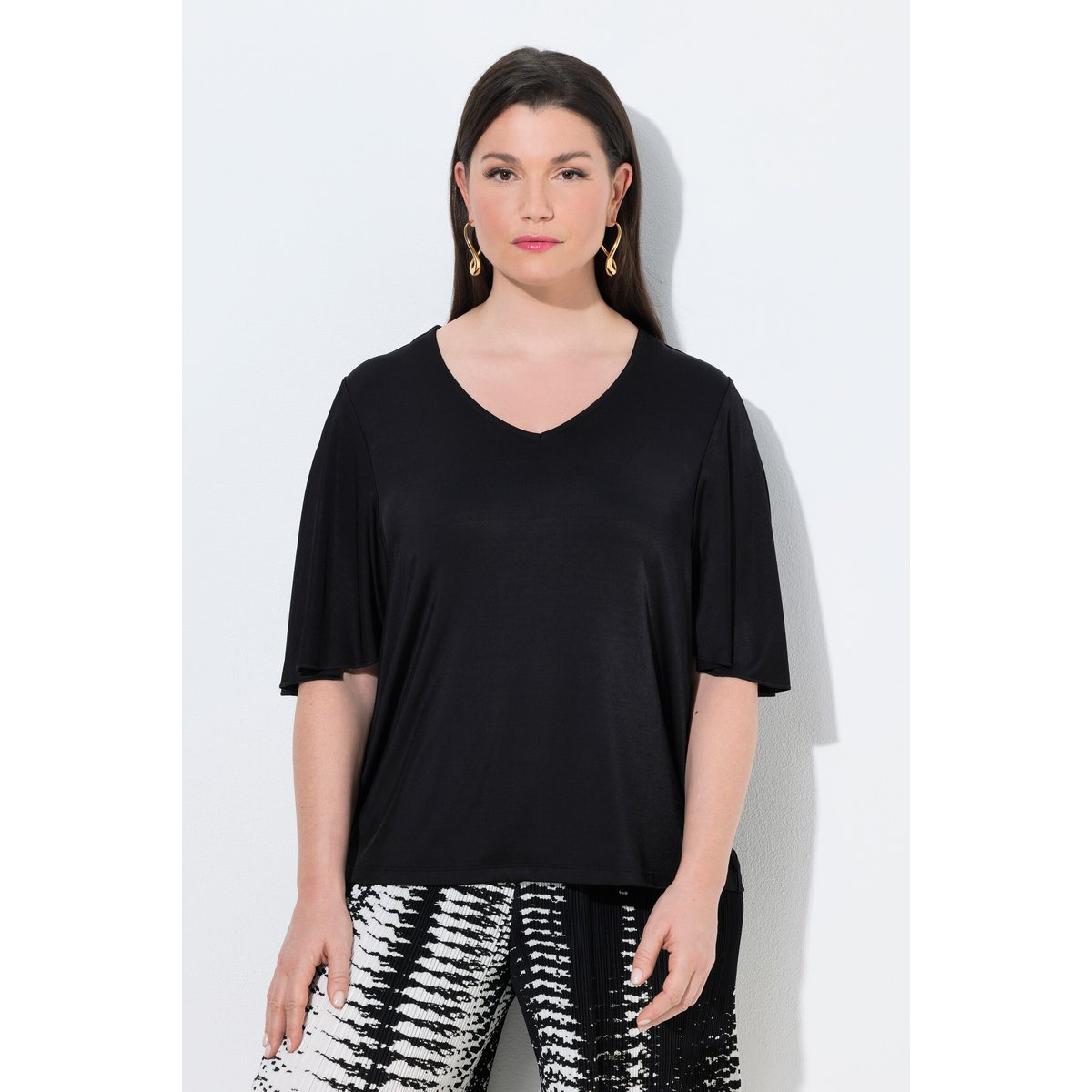 T-shirt oversize, tombé fluide noir, ULLA POPKEN