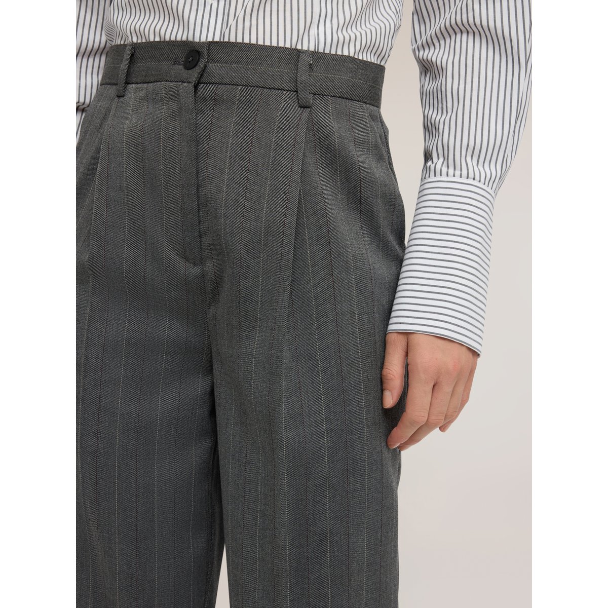 Pantalon barrel à rayures gris, MOTIVI
