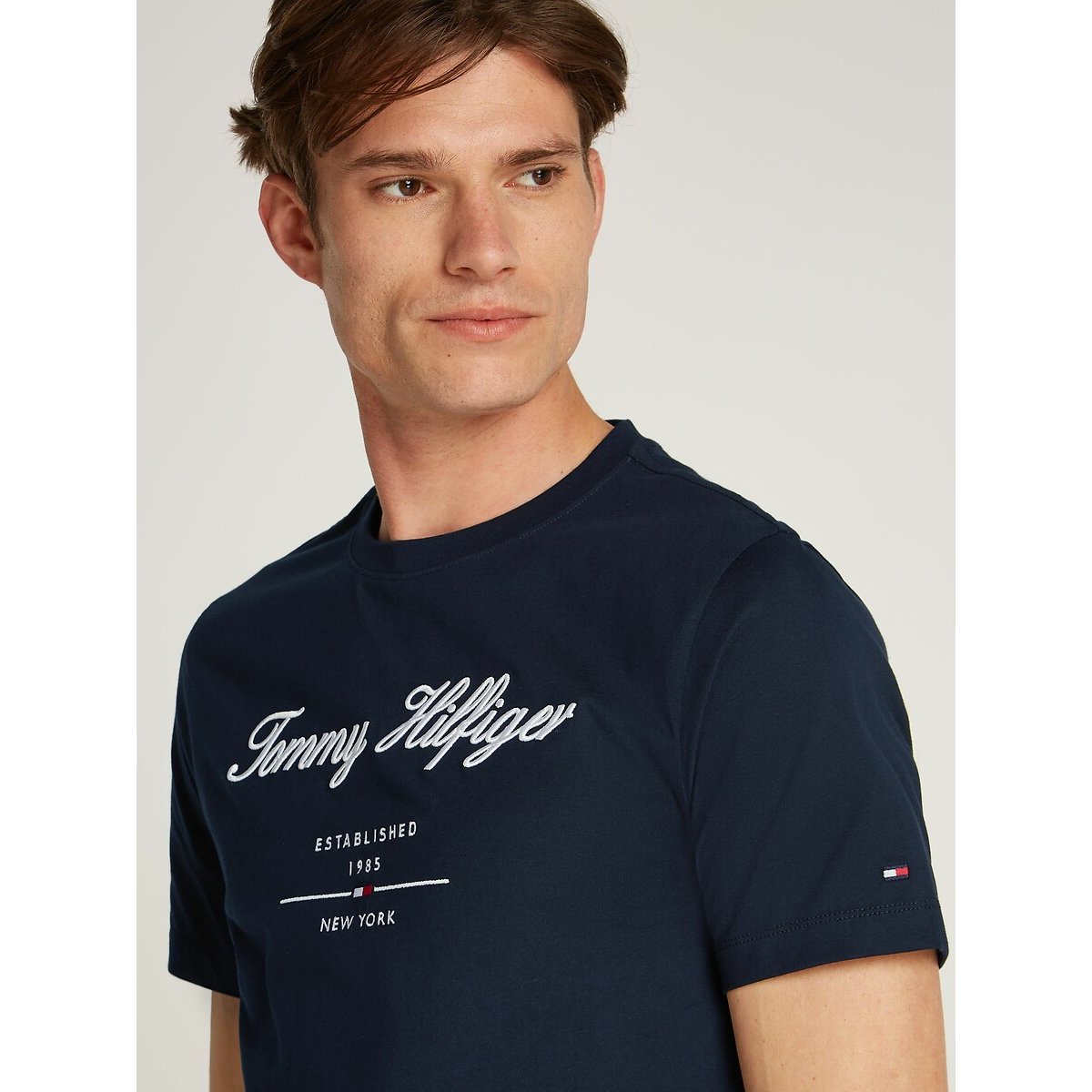 T-shirt à logo bleu foncé, TOMMY HILFIGER