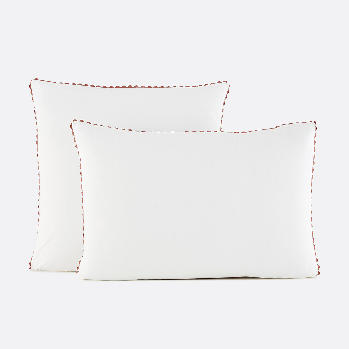 Taie d'oreiller en percale de coton, ELYA blanc/argile, LA REDOUTE INTERIEURS