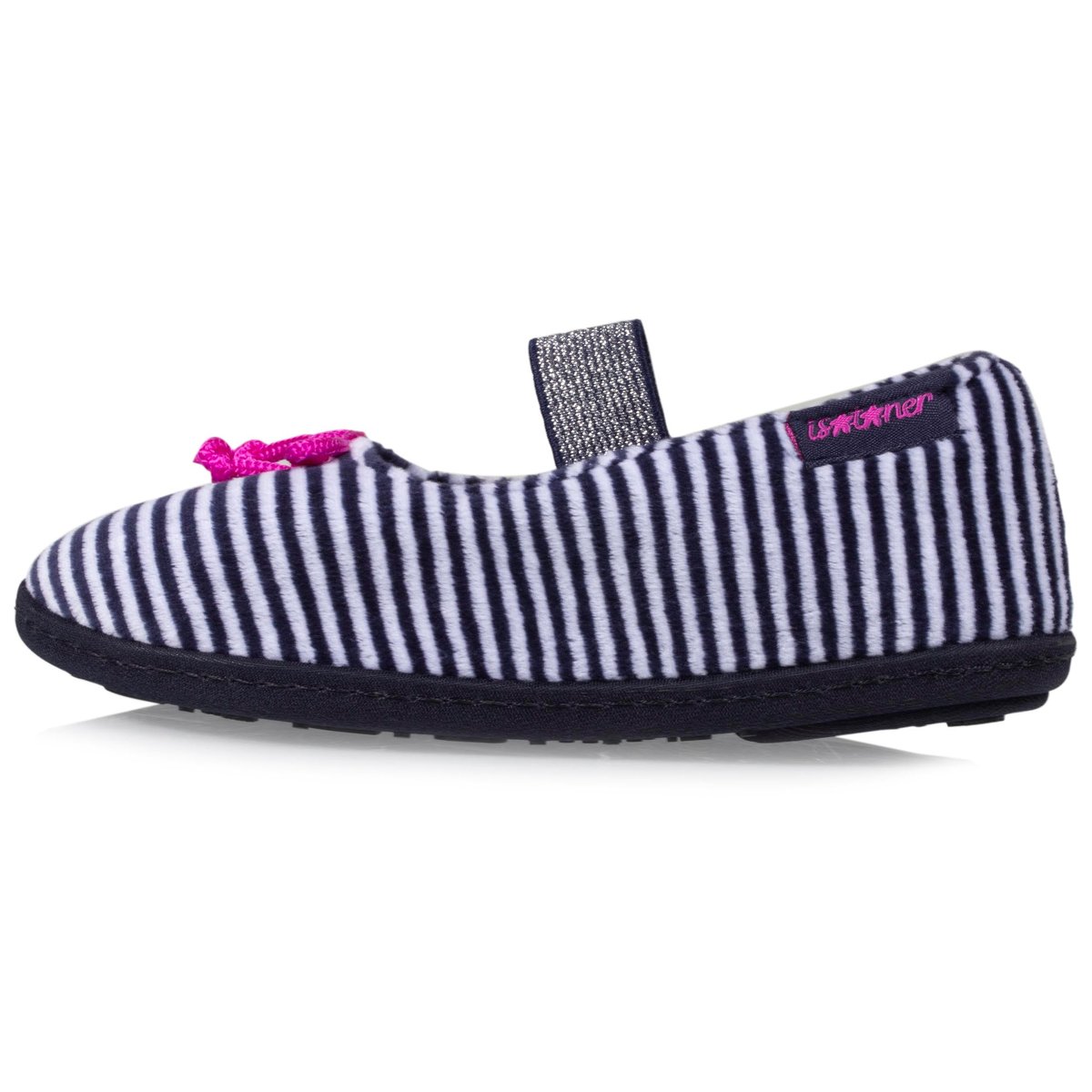 Chaussons Ballerines bleu rayures, ISOTONER