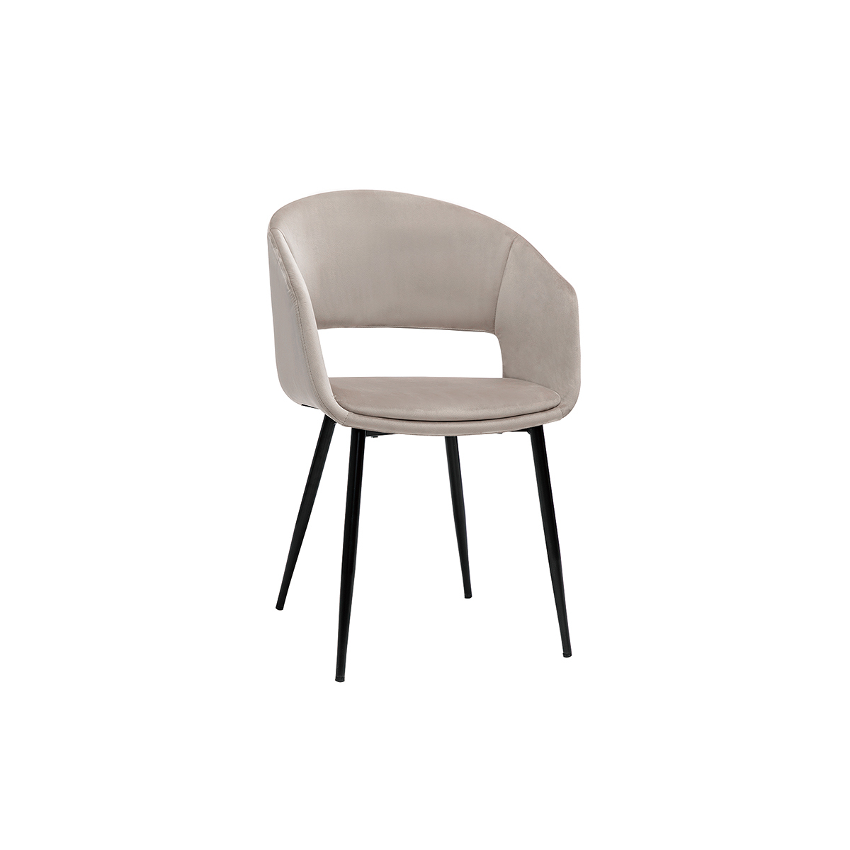 Chaise design en velours pieds métal PRISMA taupe, MILIBOO