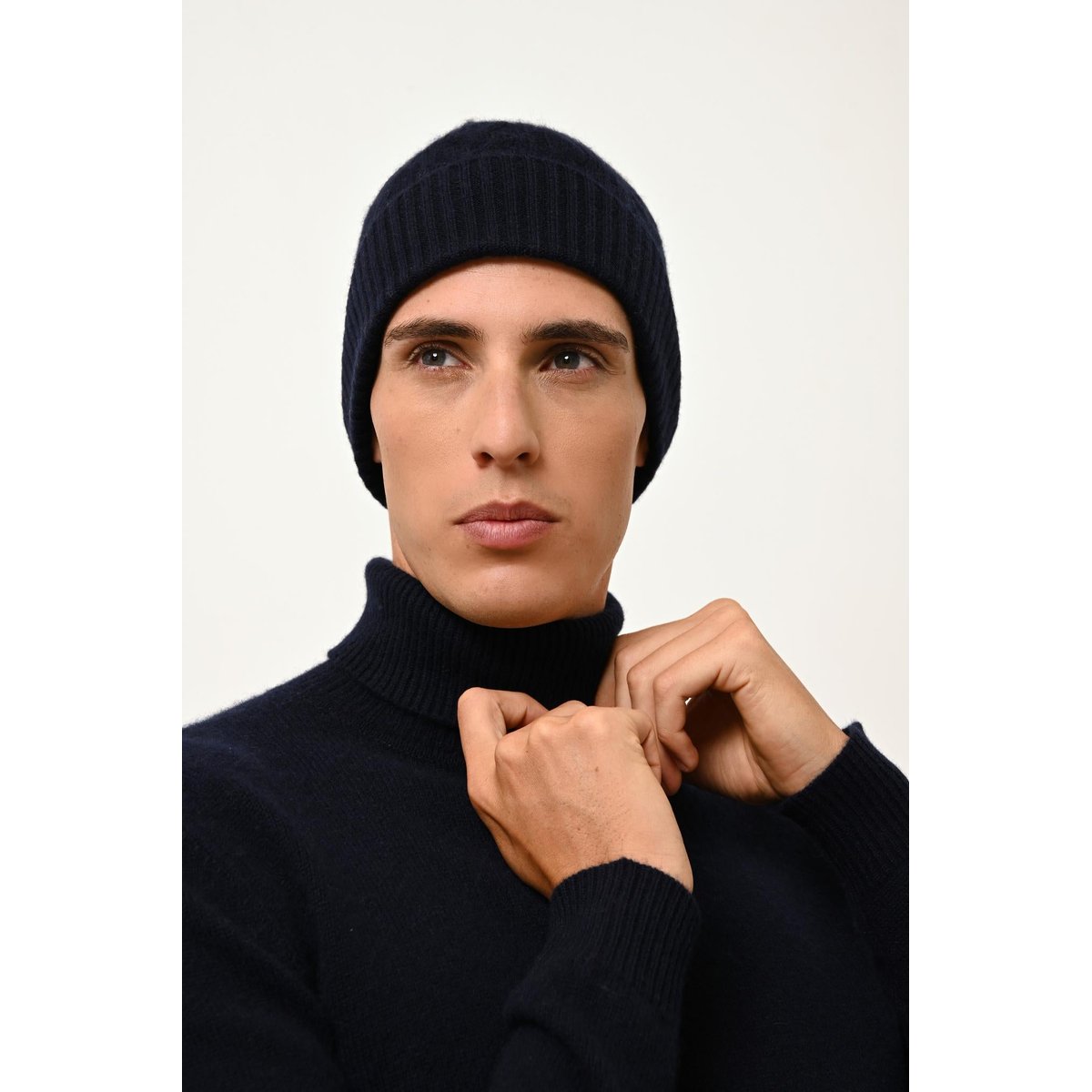 Pull Col Roulé 4 Fils Navy Sacha bleu foncé, JUST CASHMERE