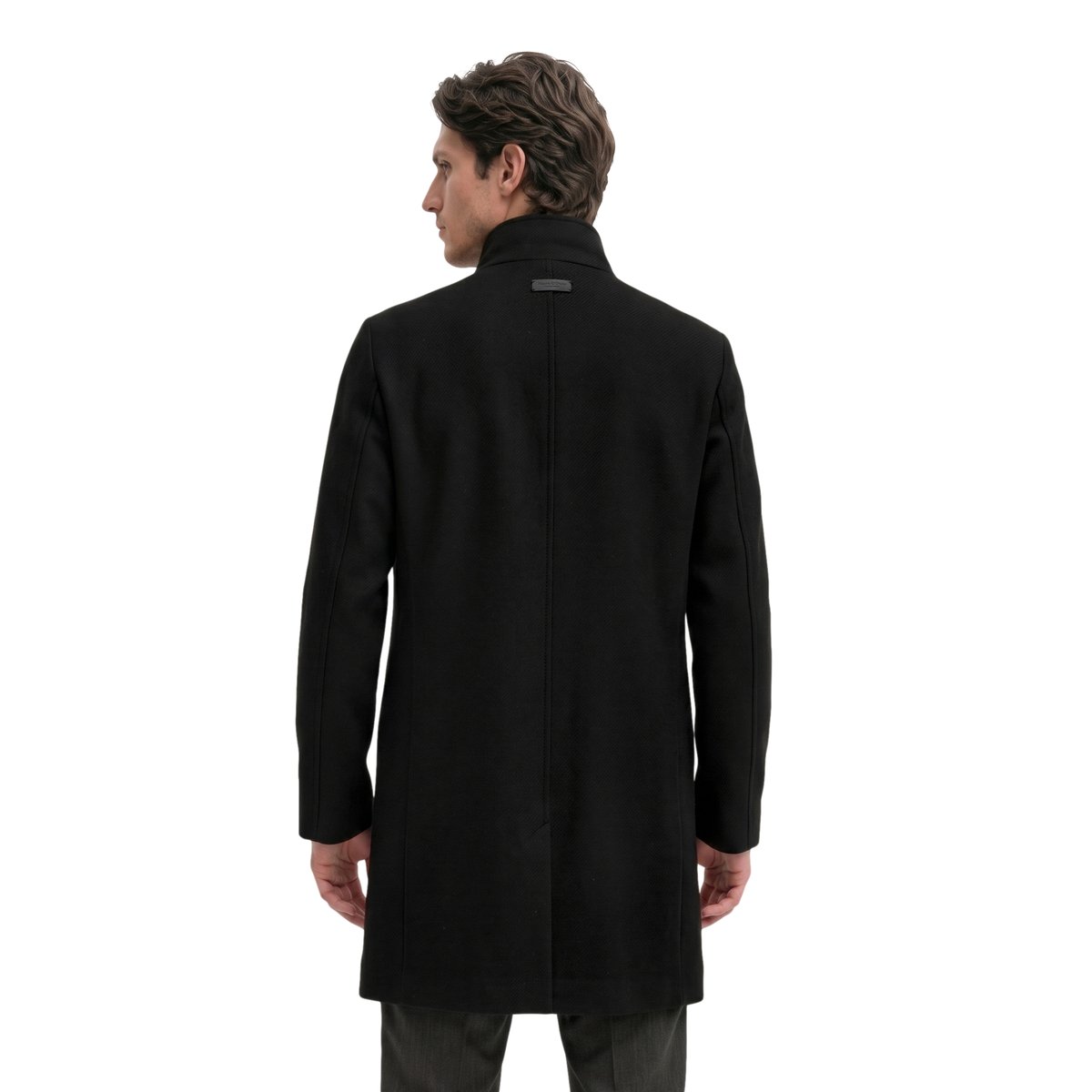 Manteau en laine à col montant, coupe regular avec pare-brise amovible noir, MARC O'POLO
