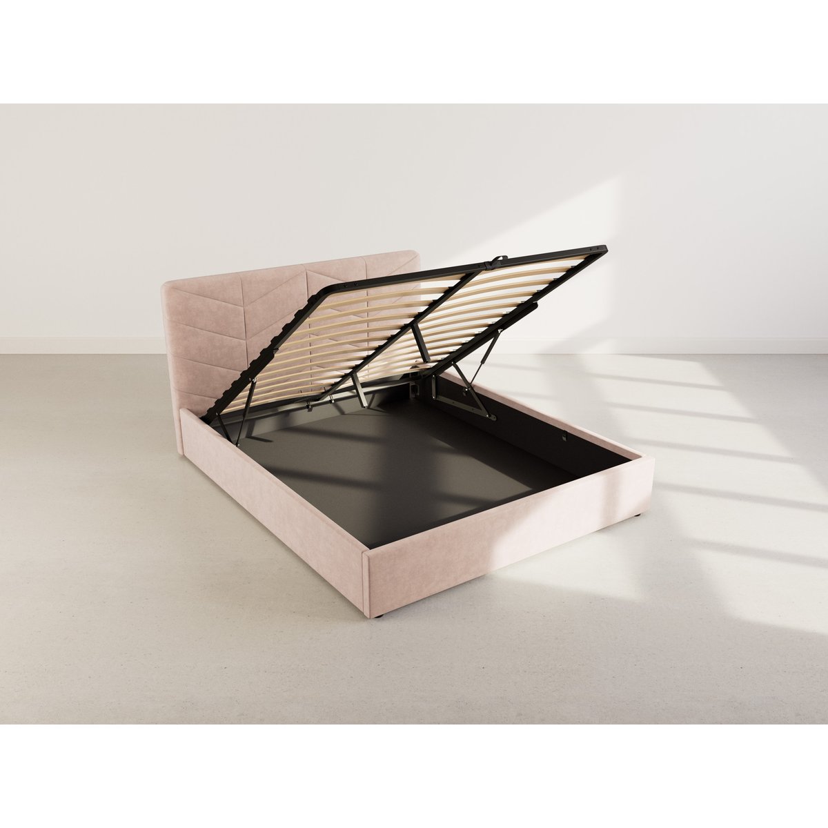 Lit coffre - PEONIS taupe, BEST MOBILIER
