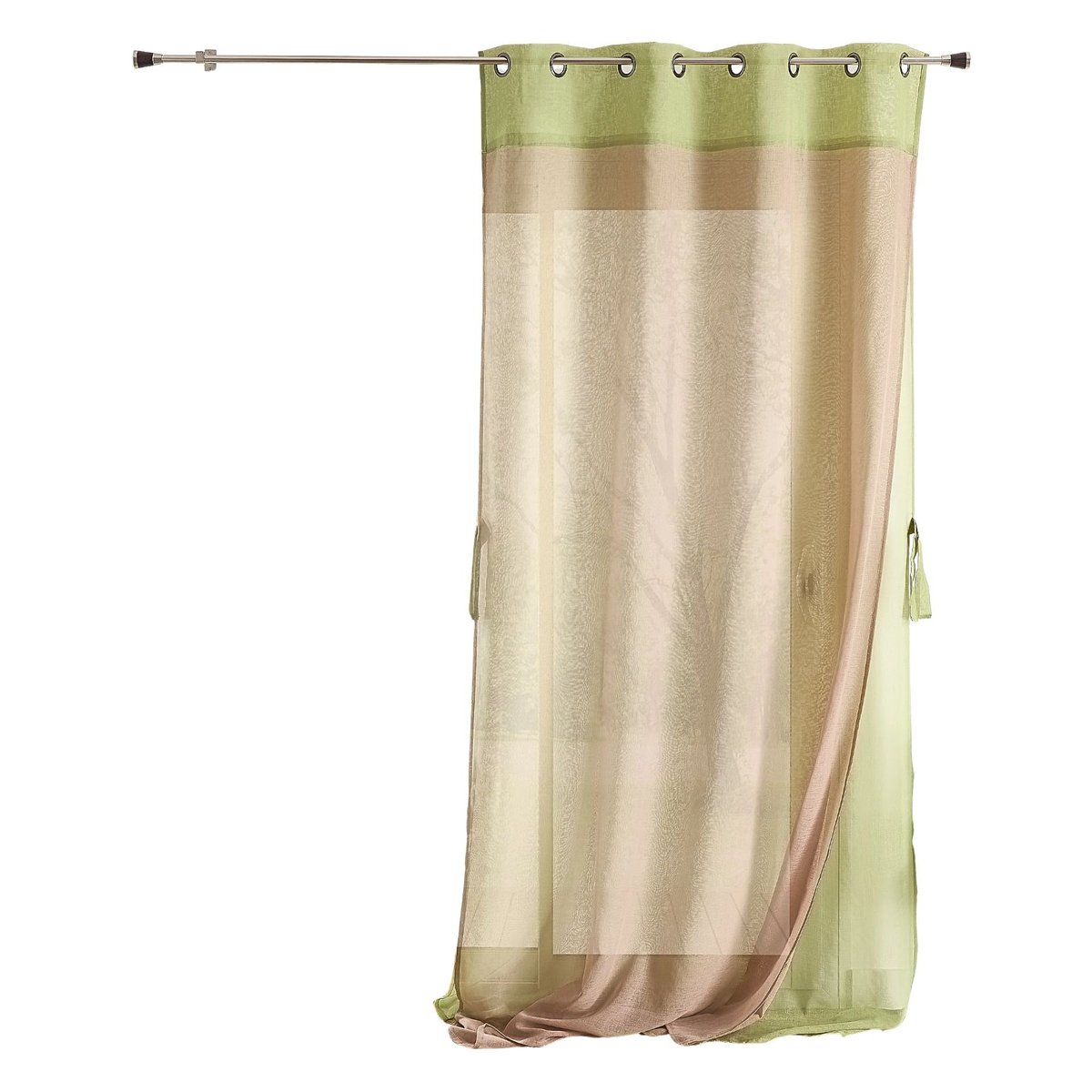 Voilage double avec parement contrasté vert clair, HOME MAISON