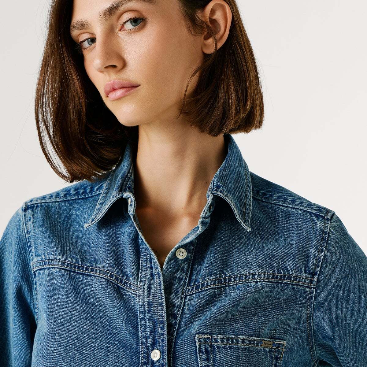 Chemise Coupe Oversize En Denim bleu moyen vintage, PEPE JEANS