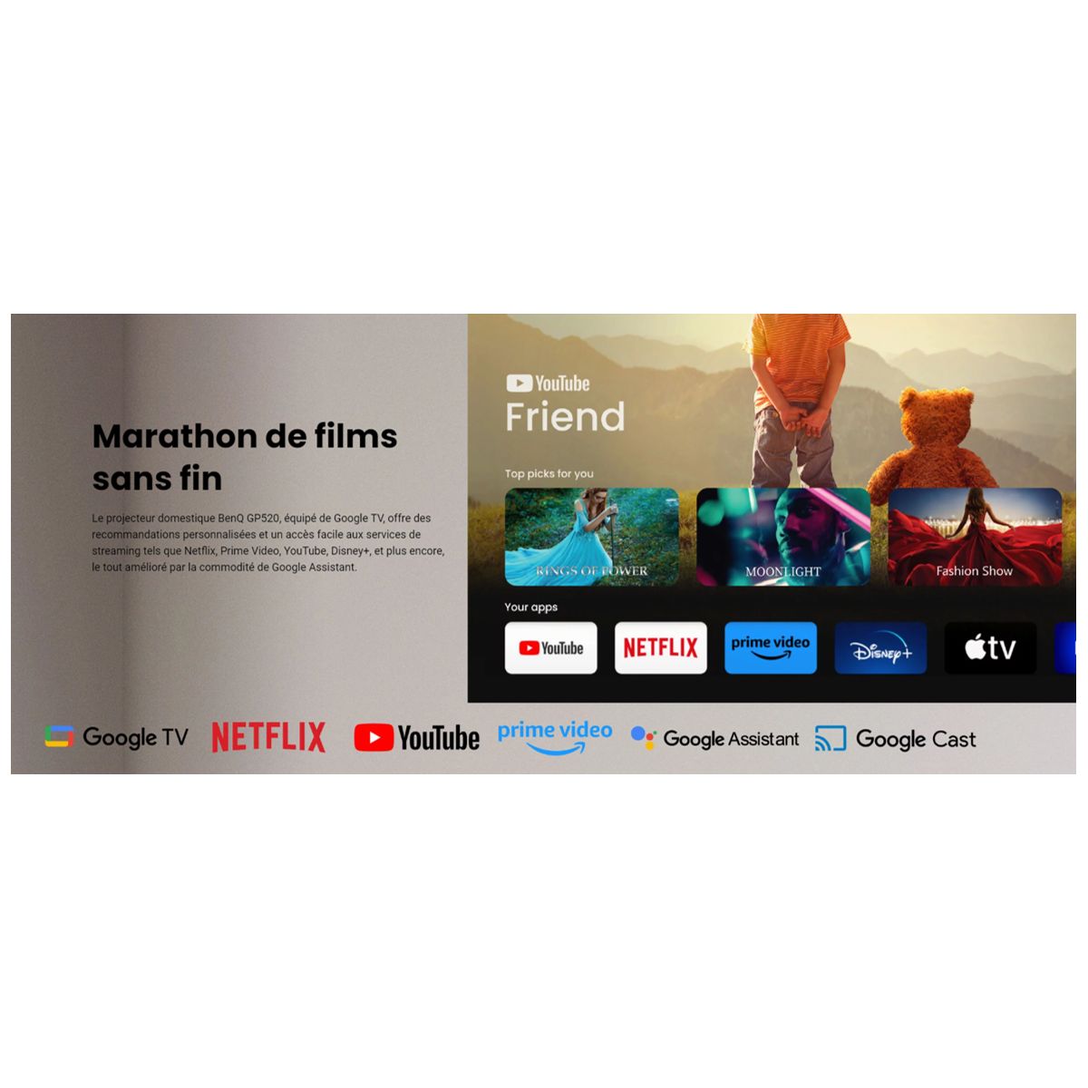 Vidéoprojecteur home cinéma GP520 gris, BENQ