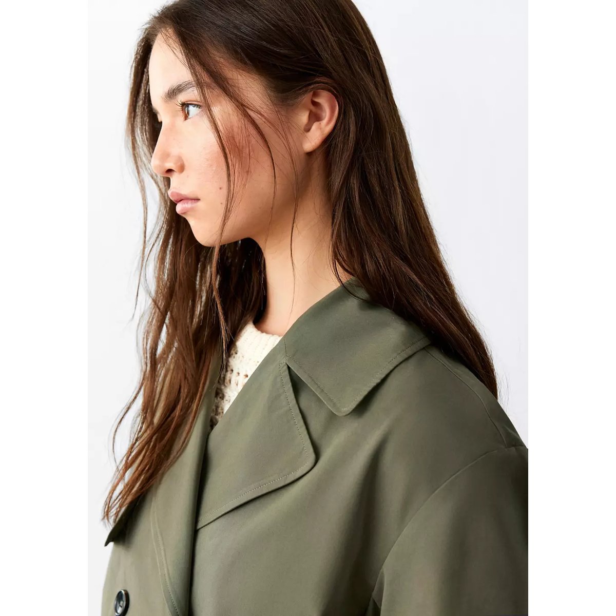 Trench court double boutonnage kaki, MANGO TEEN