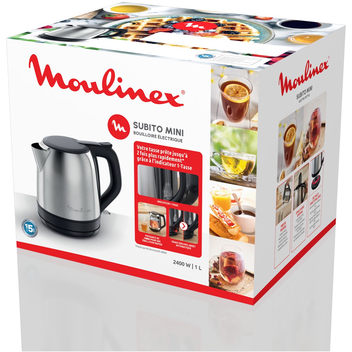 Bouilloire Subito Mini BY5S2DE0 acier, MOULINEX