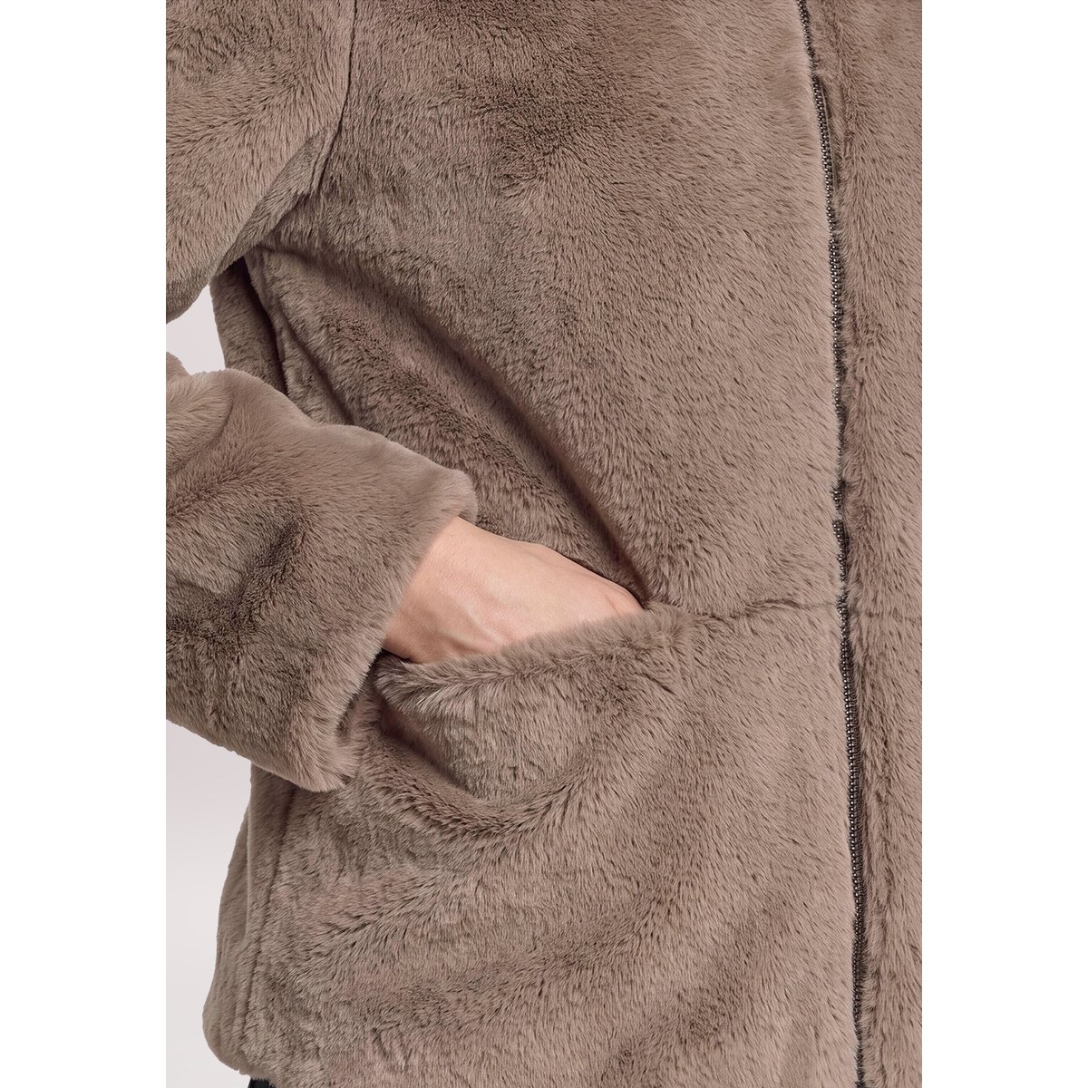 Veste en peluche avec partie veste sans manches amovible gris foncé, AMBER & JUNE