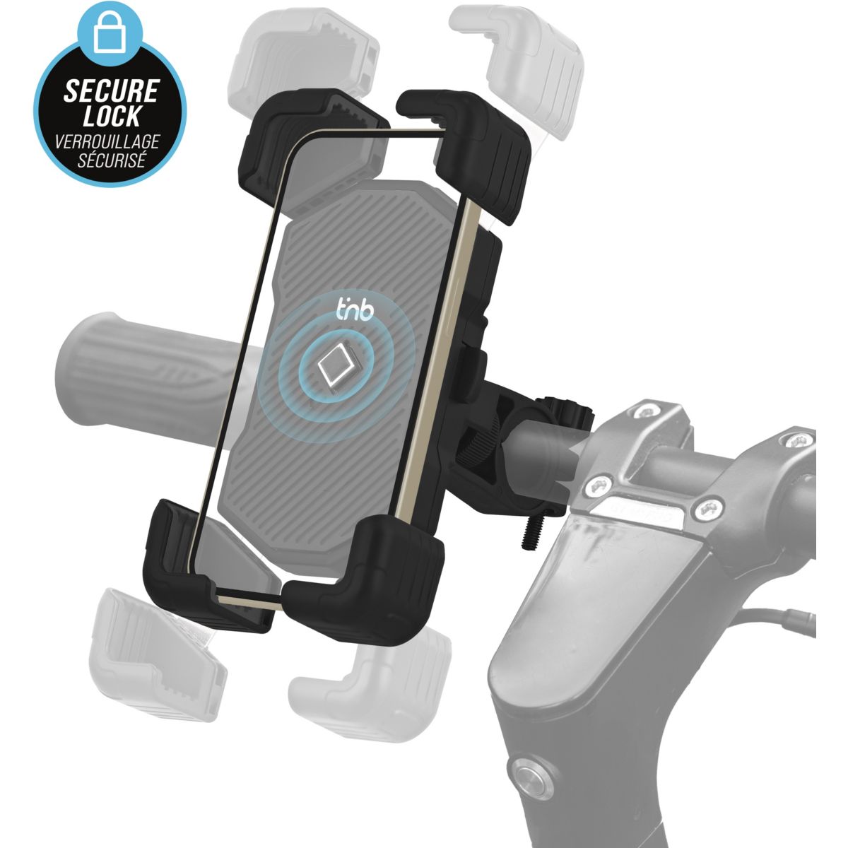 Support smartphone smartphone renforcé-verrouillage auto noir, TNB