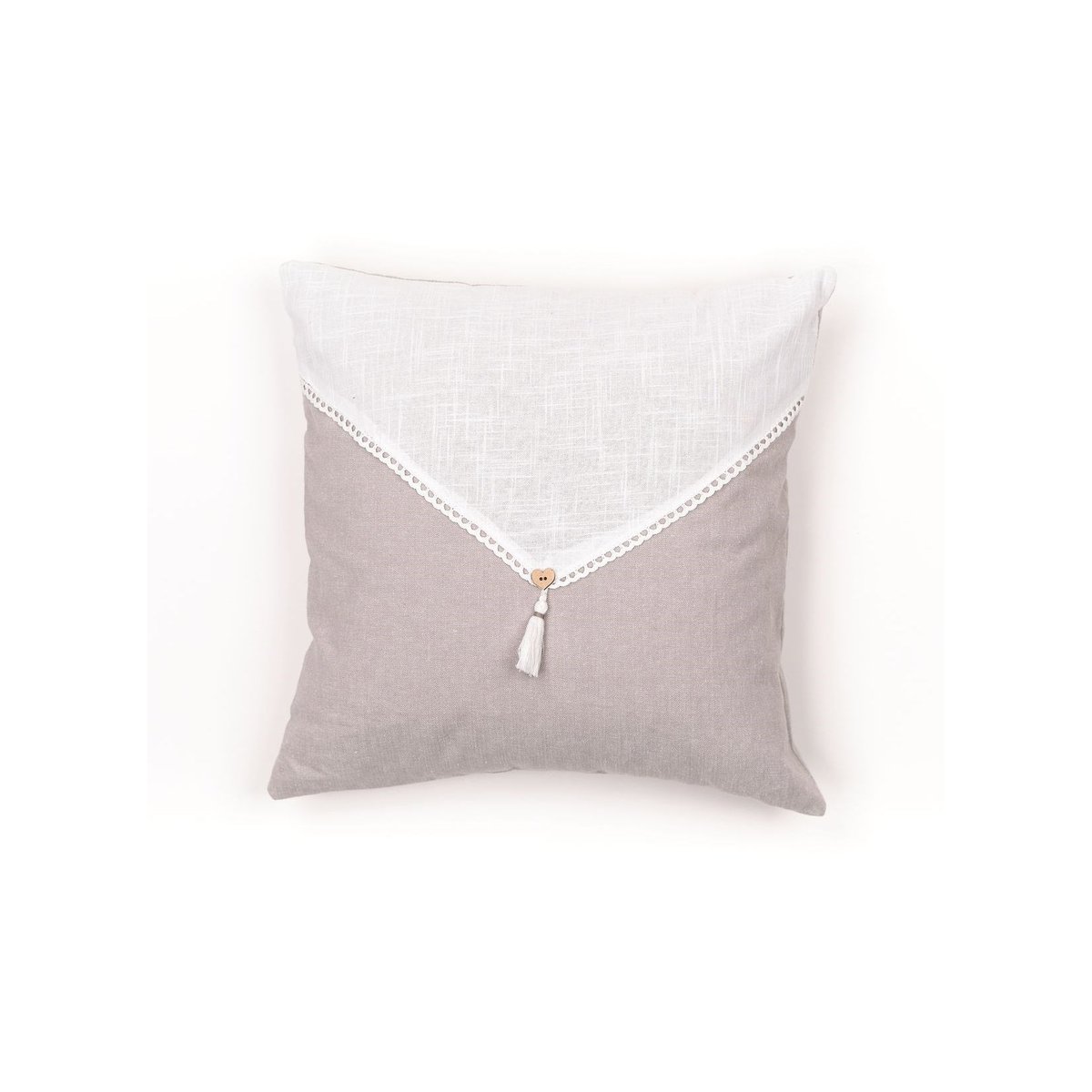 Coussin déhoussable avec pompon coton uni CHARME rouge, TODAY
