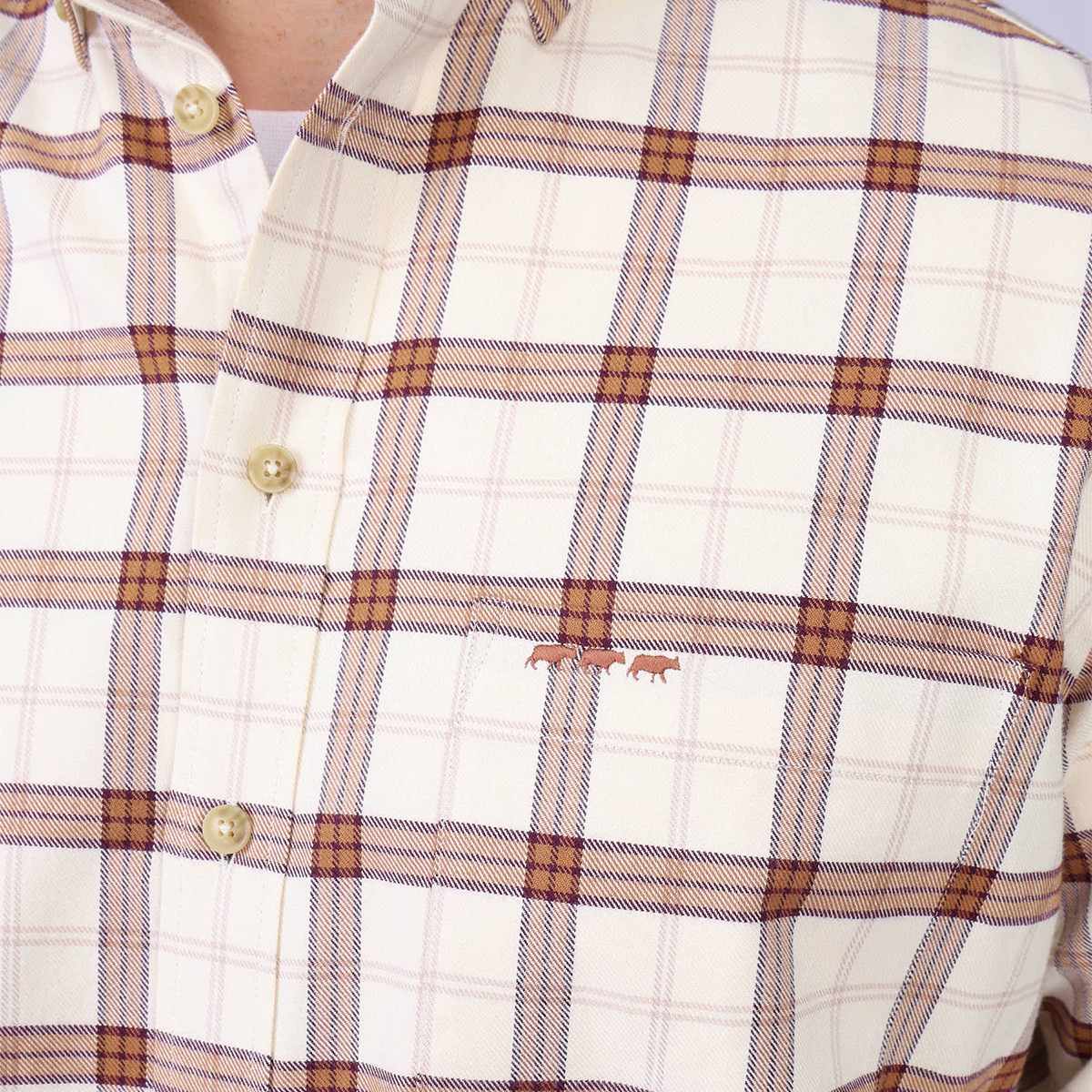 Chemise à carreaux Honore ecru, MISE AU GREEN