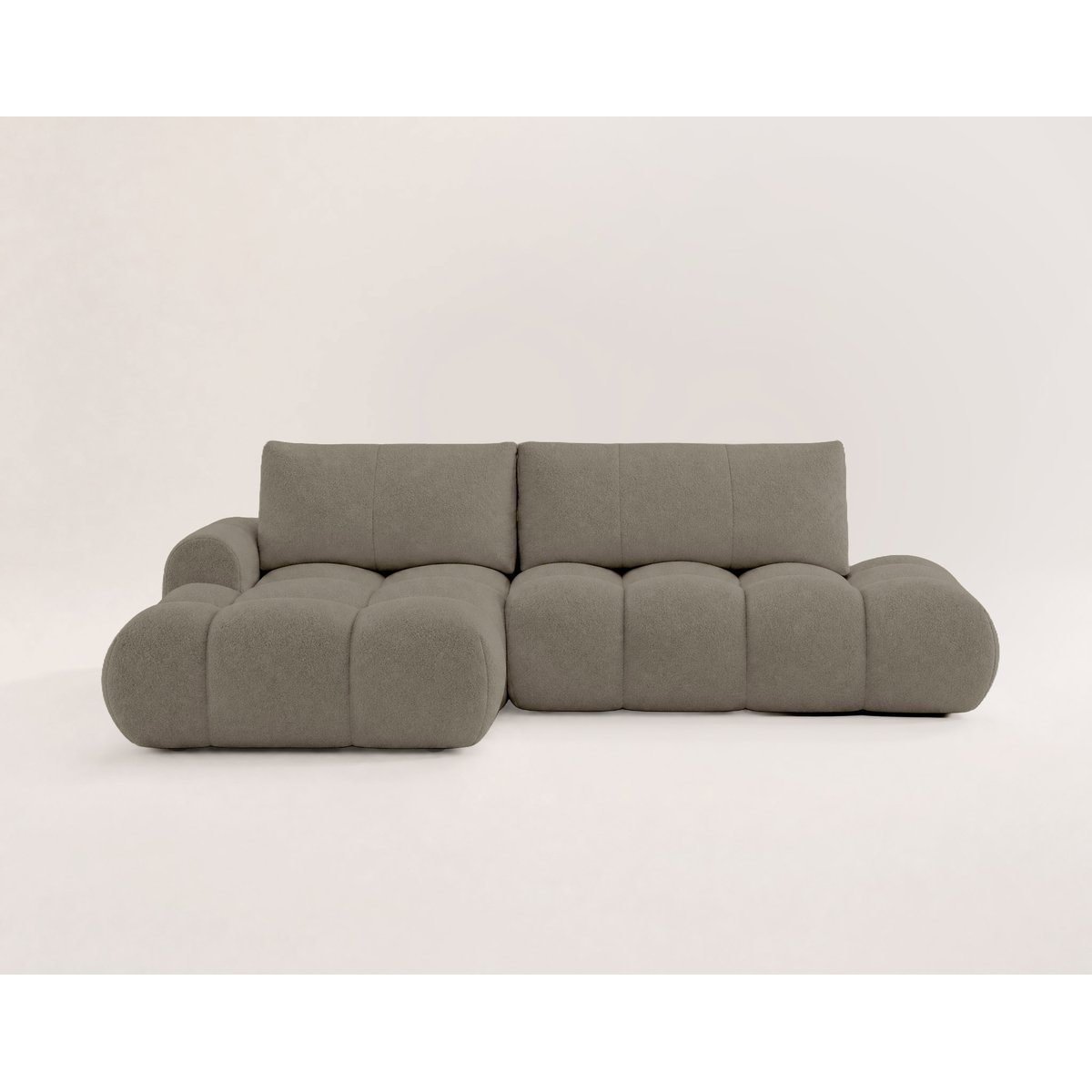 Canapé d'Angle Convertible en Tissu bouclette 4 places - YULIN gris, LISA DESIGN