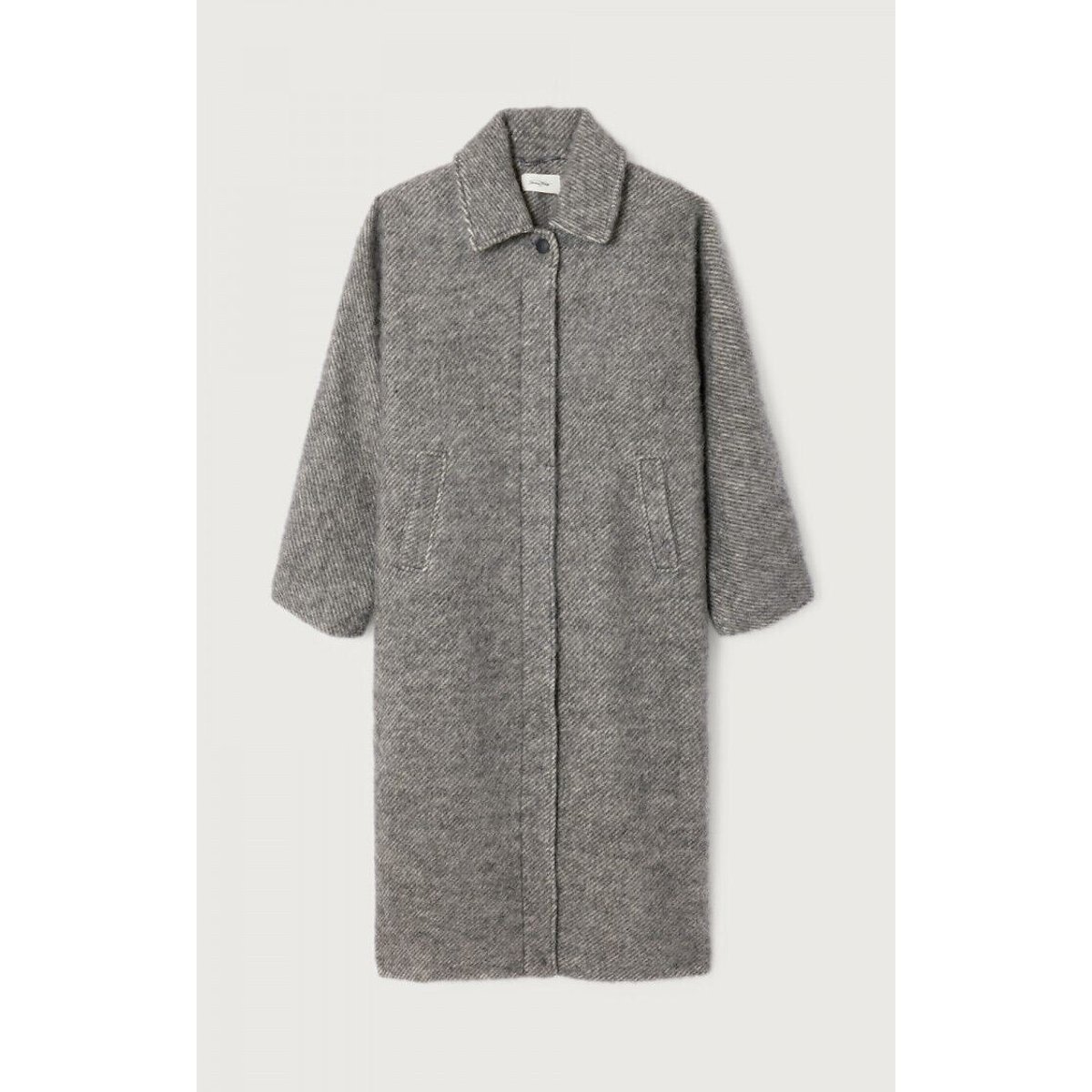 Lulow Long, Loose-Fitting Coat with Shirt Collar grey marl, AMERICAN VINTAGE