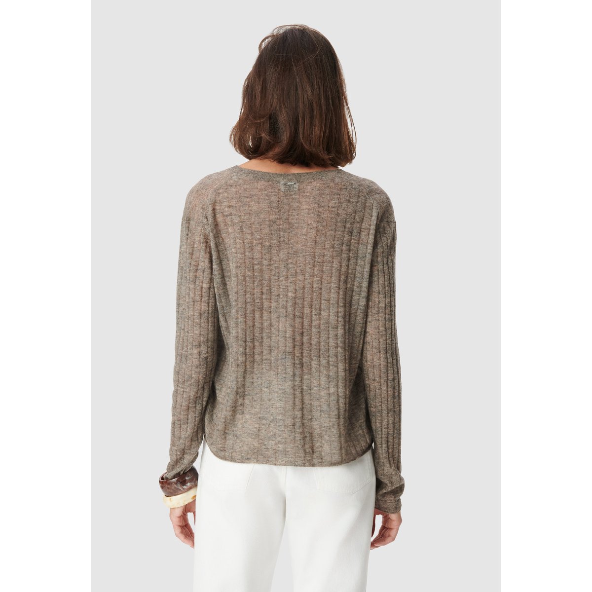 Pull tricot côtes plates marron, IKKS