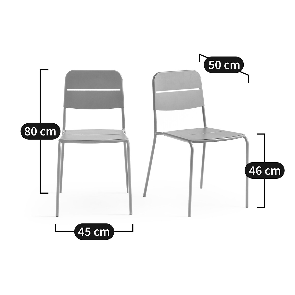 Set of 2 Dune Steel Metal Garden Chairs terracotta, LA REDOUTE INTERIEURS