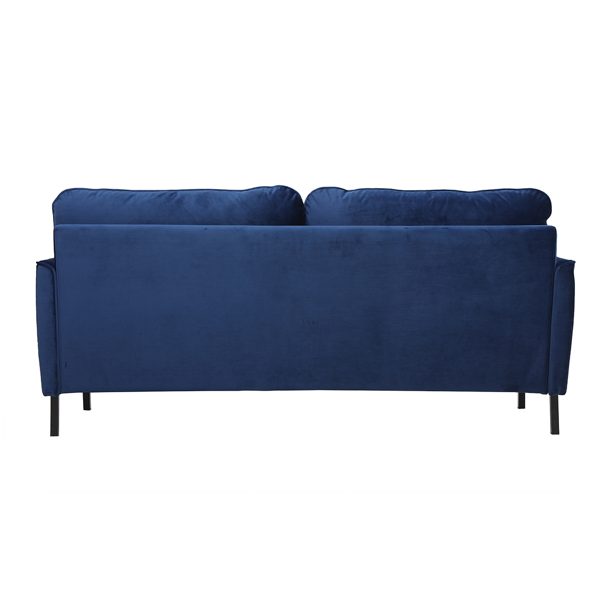 Canapé design 3 places en tissu velours bleu foncé et métal noir BEKA bleu, MILIBOO