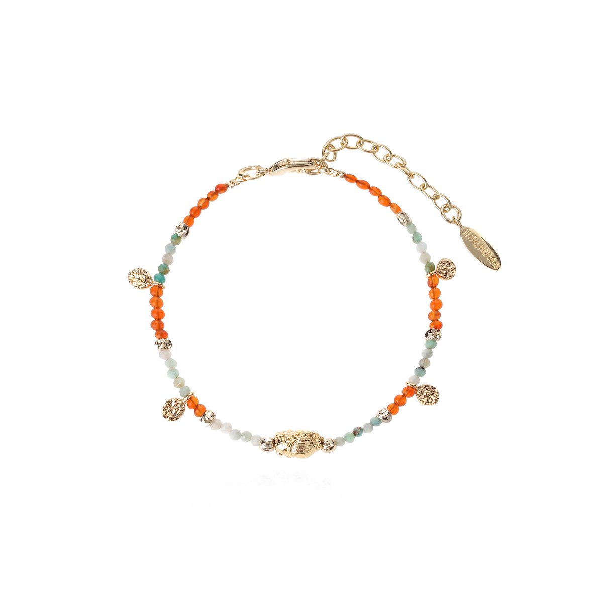 Bracelet de perles avec pampilles réglable ROLLIS corail, HIPANEMA