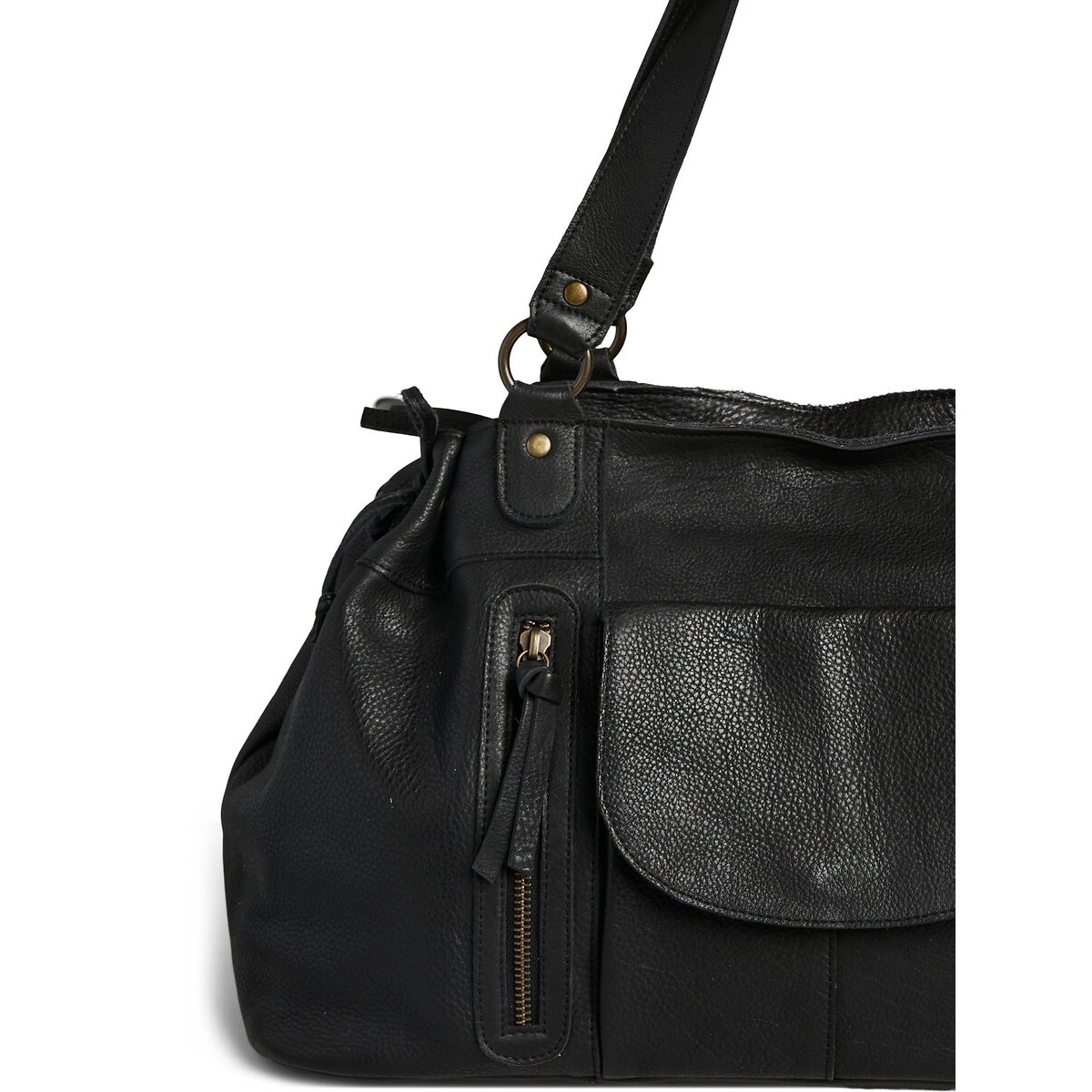 Grand sac à main en cuir, Pihanna noir, PIECES