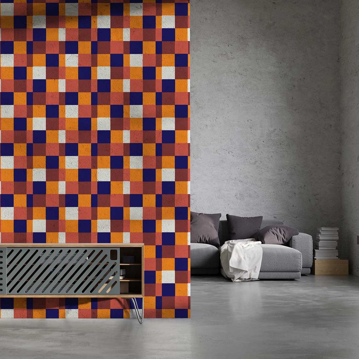 Papier peint damier joyeux intissé, HEXOA