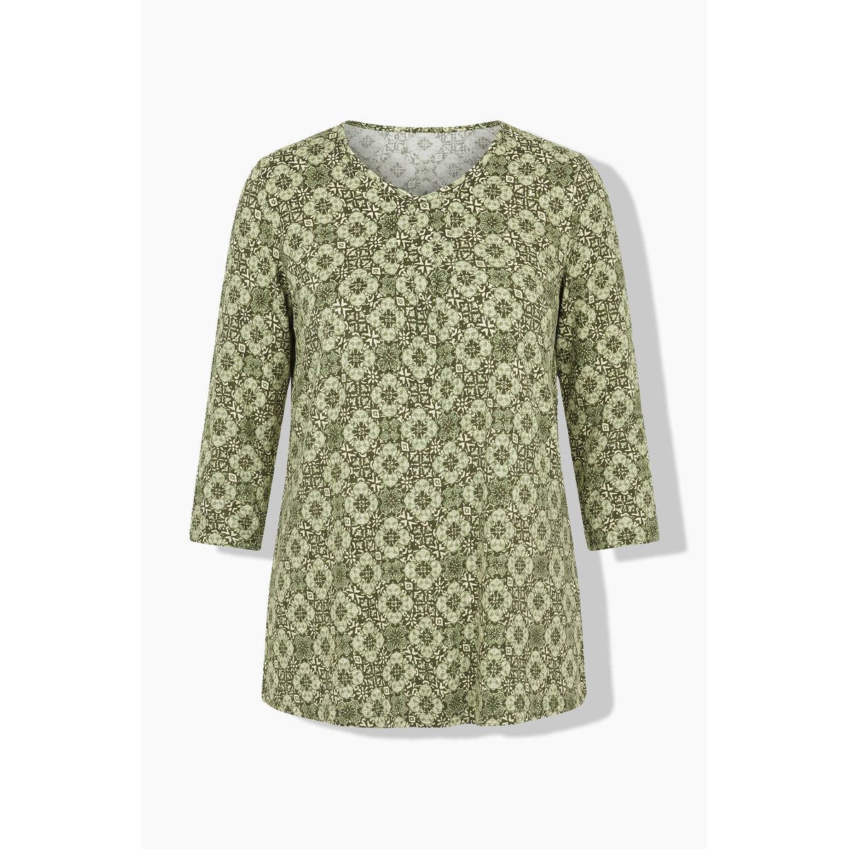 T-shirt avec plis fantaisie kaki foncé, ULLA POPKEN